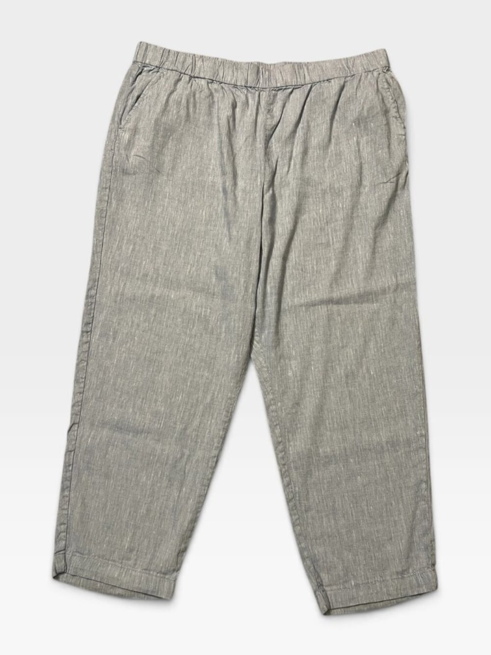 Lou & Grey Womens XXL Linen Blend Pull On Pants Chambray Blue Cropped Coastal